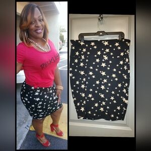 Black Star-Print Pencil Skirt - Women's Classic Fit